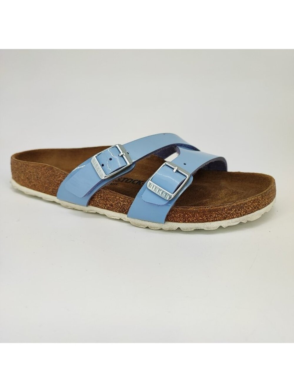 Birkenstock Yao Women's Size 9 US Sandals Patent Leather Light Blue Narrow